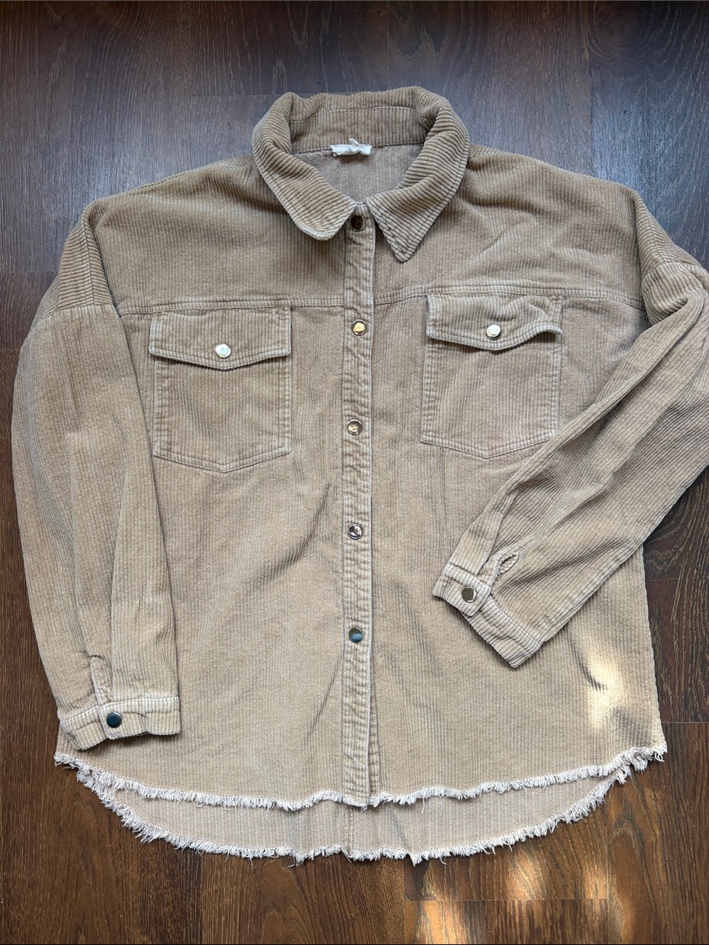 Corduroy Shacket Jacket in Tan